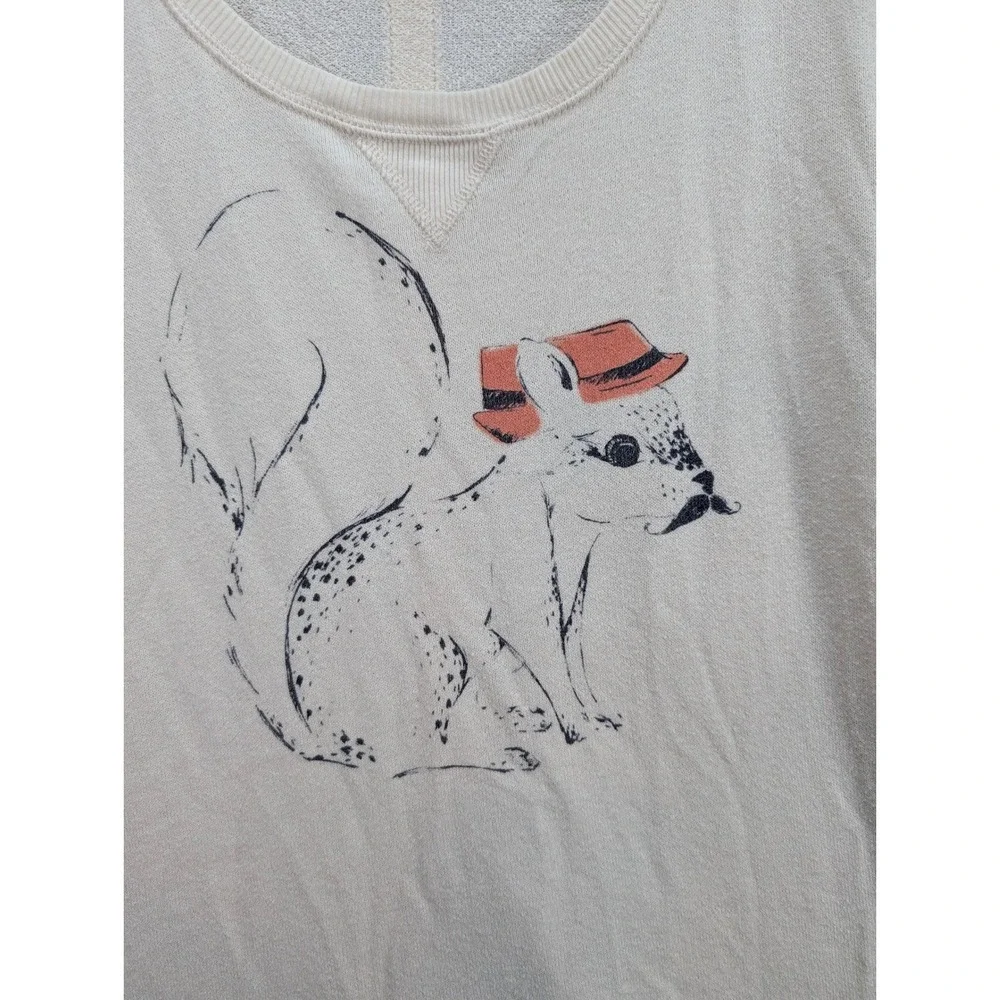 Arizona Jean Co Womens Sweater Squirrel Animal Print Back Buttons Pullover Large